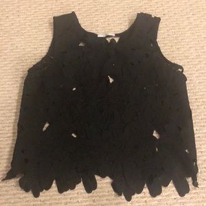 Floral Black Top - Size M